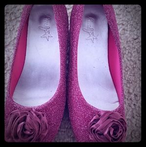 Girls pink glitter dress shoe
